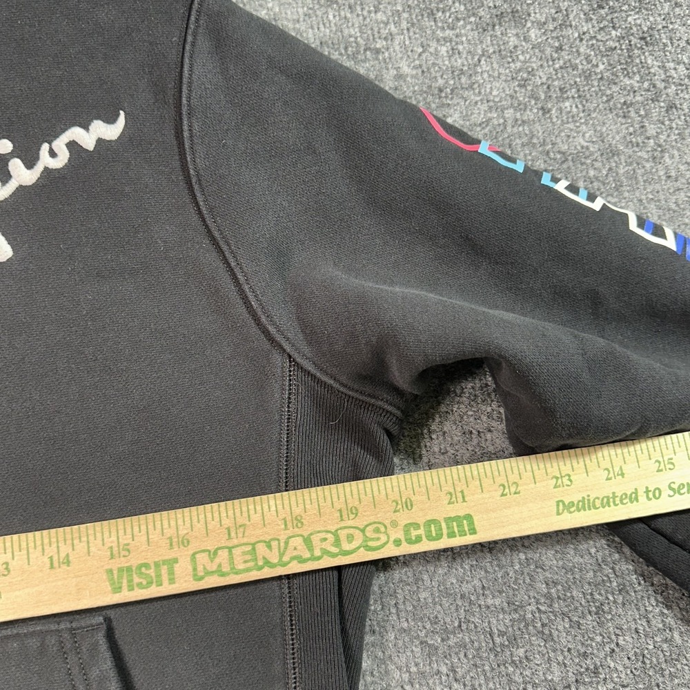 Champion Reverse Weave Hoodie Men's Small Black Fleece Sweatshirt Vintage Y2K - Picture 7 of 9